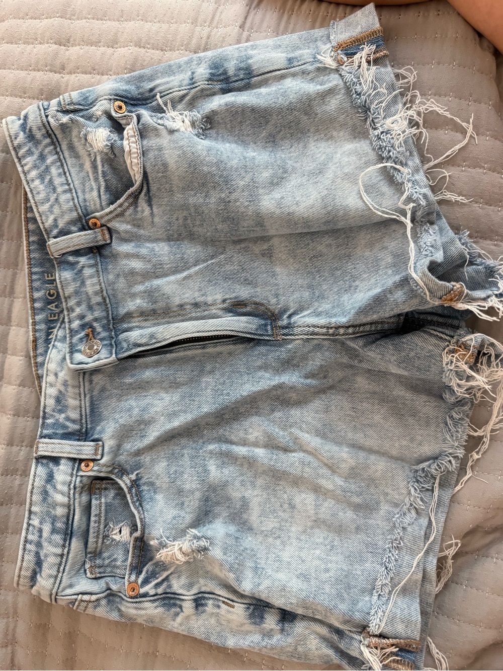 American Eagle Outfitters Light Blue Distressed Denim Cutoff Shorts